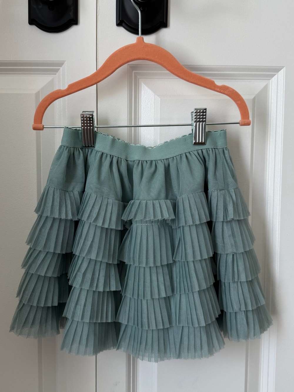 Mayoral Sage Green Tiered Pleated Mini Skirt